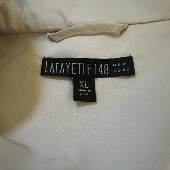 Lafayette 148 grayish beige long line belted windbreaker jacket XL - Picture 4 of 5